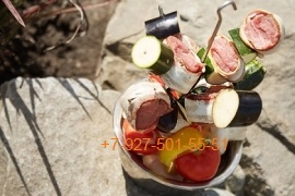 Овощи и мясо на елочке в Тандыре